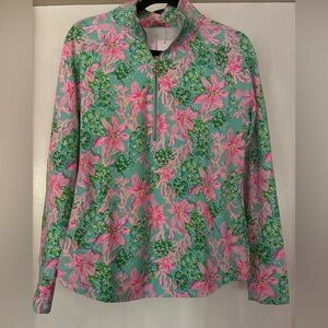 Lilly Pulitzer Pink and Green Floral Zip-Up